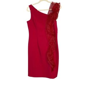 Teri Jon Red One Shoulder Dress